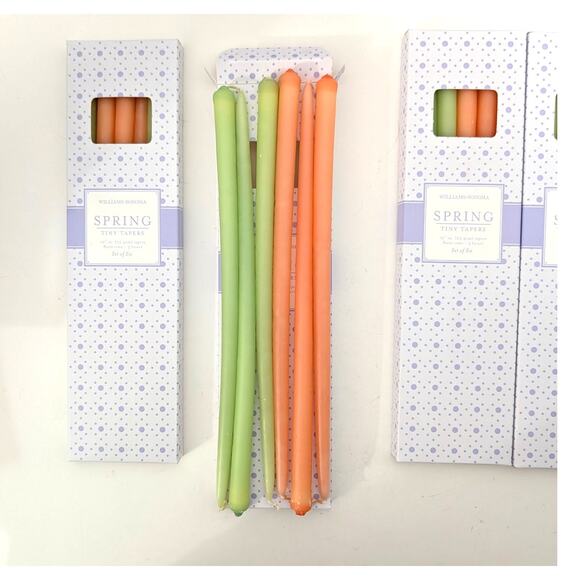 Lot of 4 Williams Sonoma Spring Easter 24 Tiny Taper Candles Orange Green 10" - Picture 7 of 11